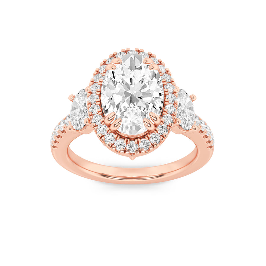 14K Rose Gold 3.1ctw Lab Diamond Oval Ring Sz 7