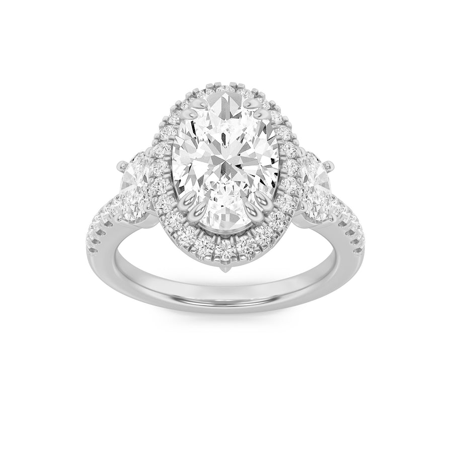 14K White Gold 3ctw Oval Lab Diamond Ring Sz 7