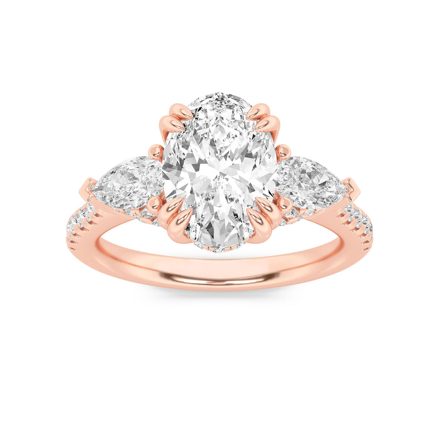 14K Rose Gold 2.9ctw Oval Lab Diamond Ring Sz 7