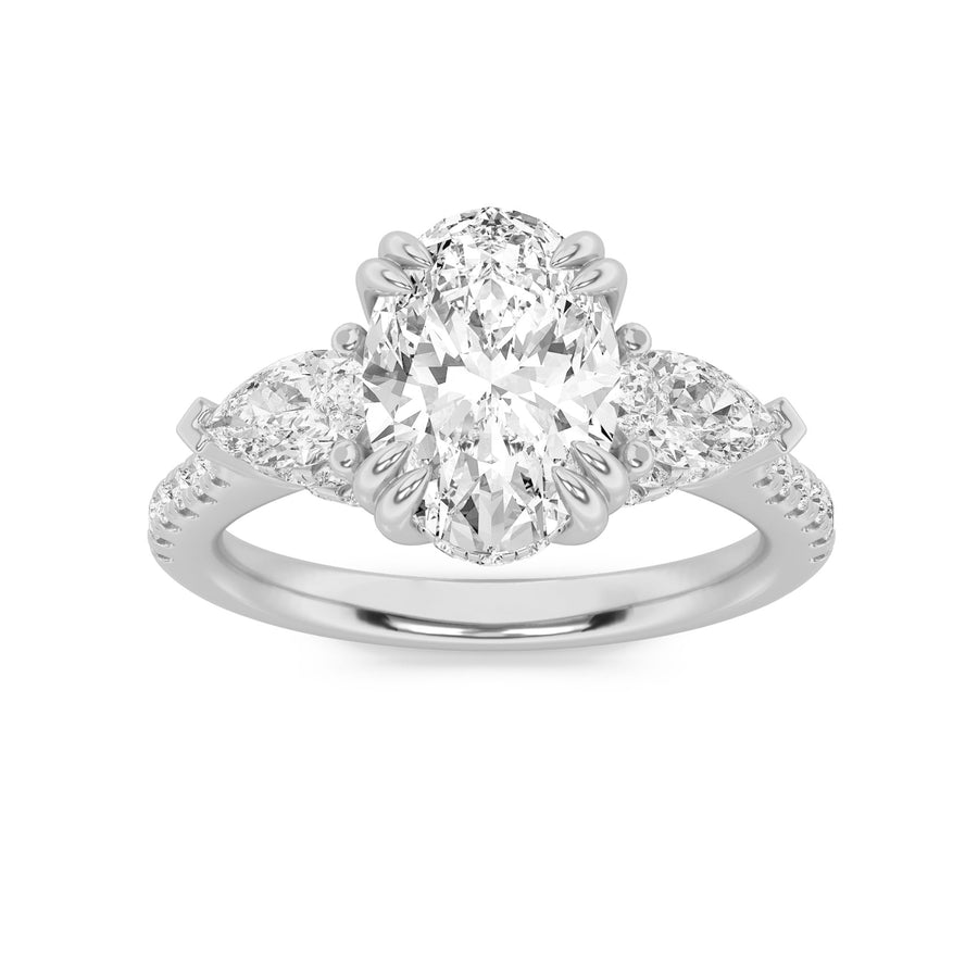 14K White Gold 3ct Lab Diamond Oval Ring Sz 7