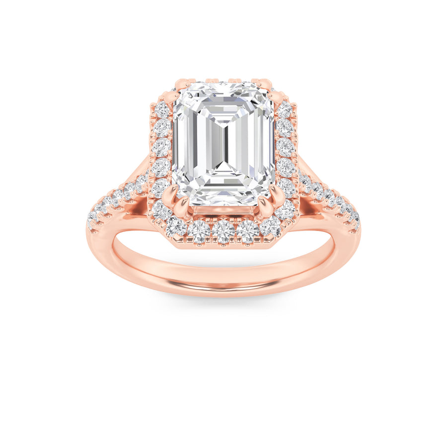 14K Rose Gold 3ctw Lab Diamond Emerald Ring Sz 7