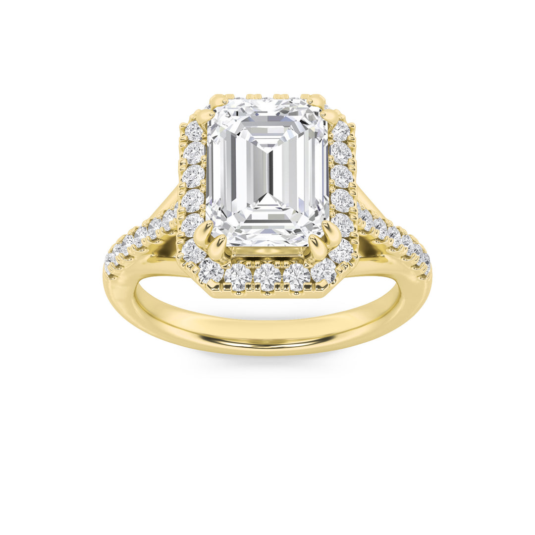 14K Yellow Gold 3ctw Emerald Lab Diamond Ring Sz 7