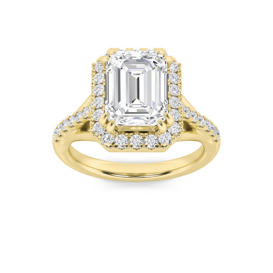 14K Yellow Gold 3ctw Emerald Lab Diamond Ring Sz 7