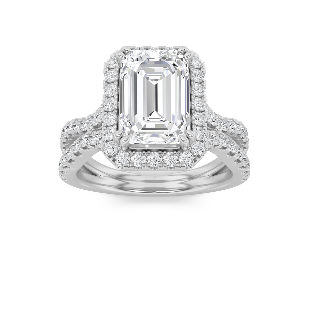 14K White Gold 4ctw Emerald Lab Diamond Ring