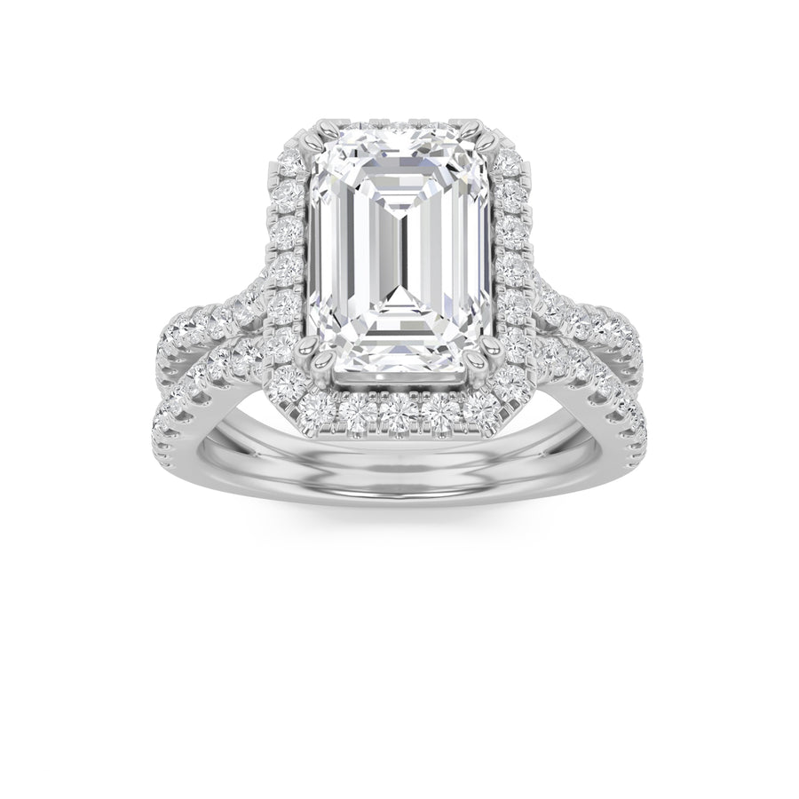 14K White Gold 4ctw Emerald Lab Diamond Ring