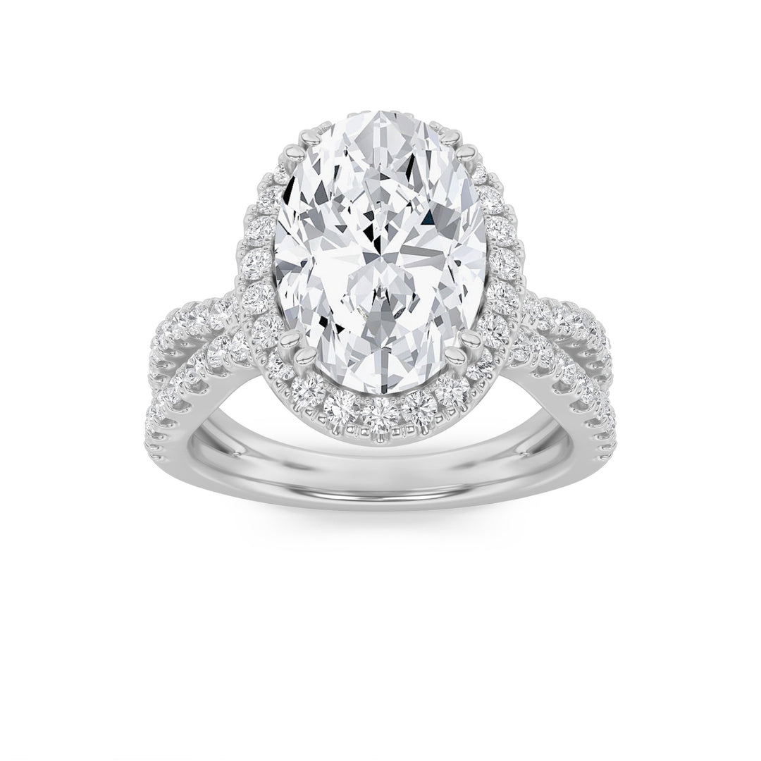 14K White Gold 4ctw Oval Lab Diamond Ring Sz 7