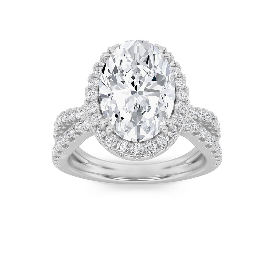 14K White Gold 5ctw Oval Lab Diamond Ring Sz7