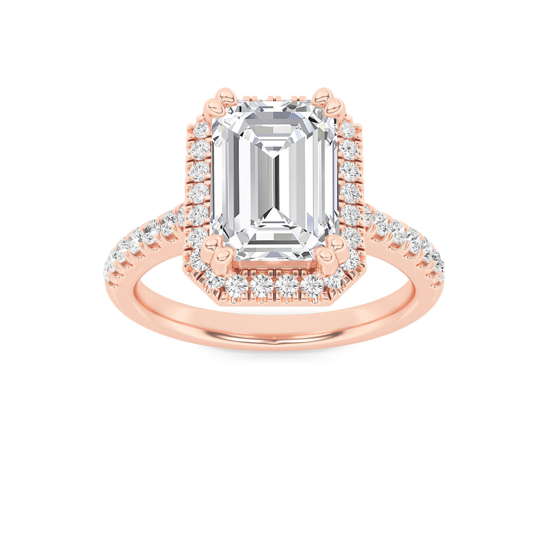 Rare 3ct F VS+ Emerald Lab Diamond 14K Rose Gold Ring