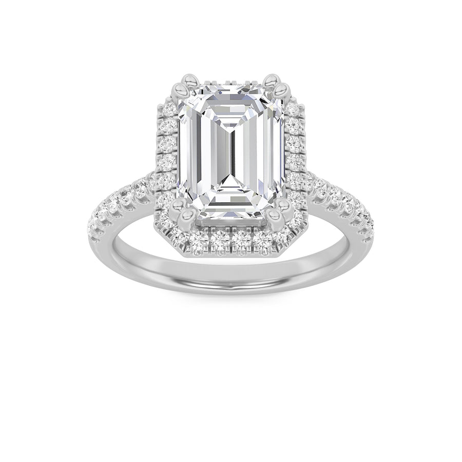14K White Gold 2.5ct Lab Diamond Emerald Ring Sz 7