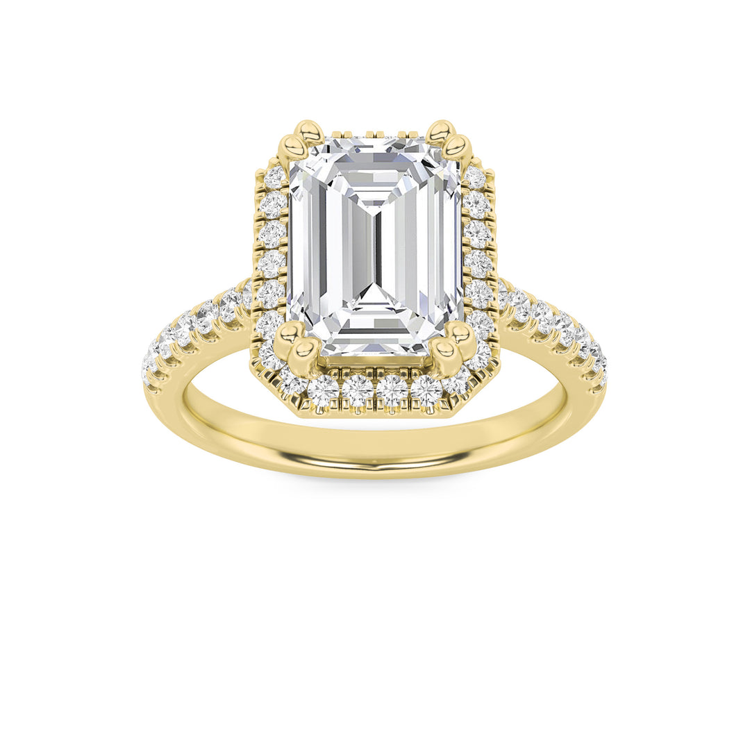 14K Yellow Gold 3ct Lab Diamond Emerald Ring Sz 7