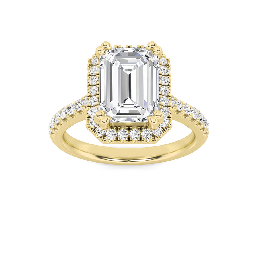 14K Yellow Gold 3ct Lab Diamond Emerald Ring Sz 7