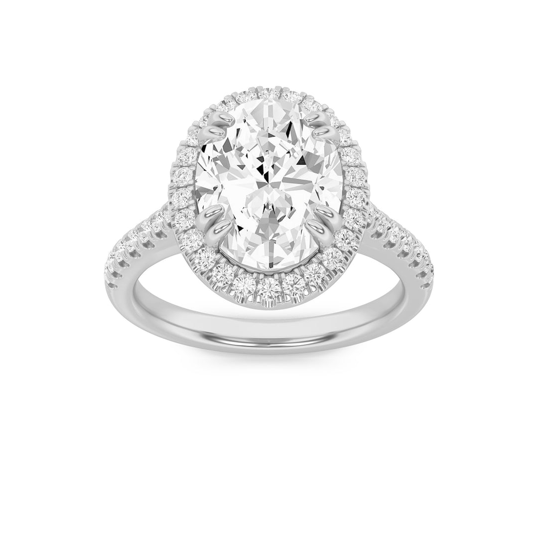 14K White Gold 3ct Lab Diamond Oval Ring, Size 7