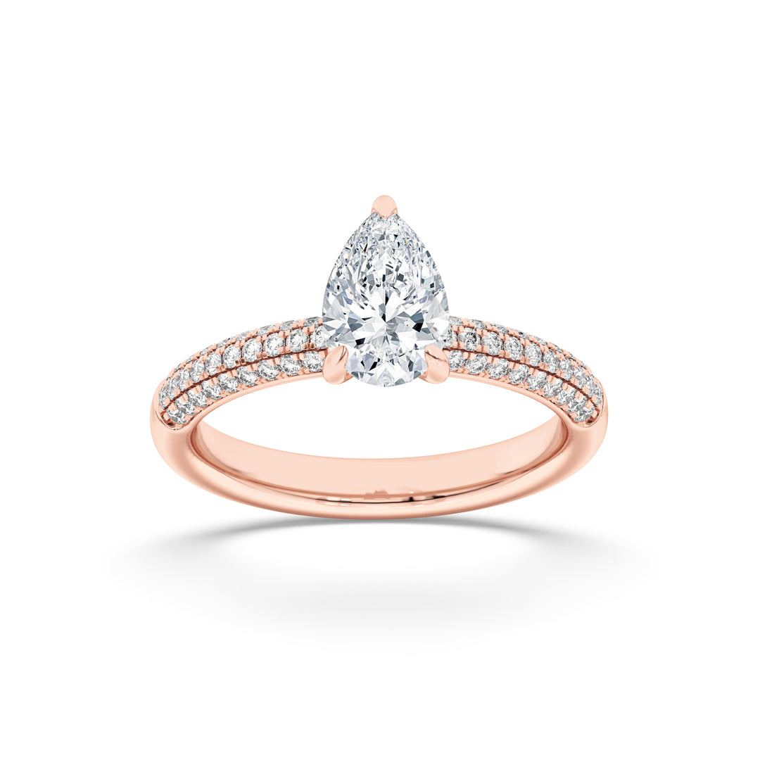 14K Rose Gold 1.5ctw Pear Lab Diamond Ring Sz 7