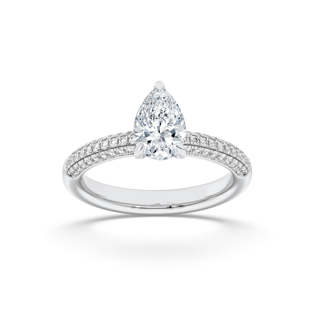 14K White Gold 3ct Lab Diamond Ring, F Color VVS+