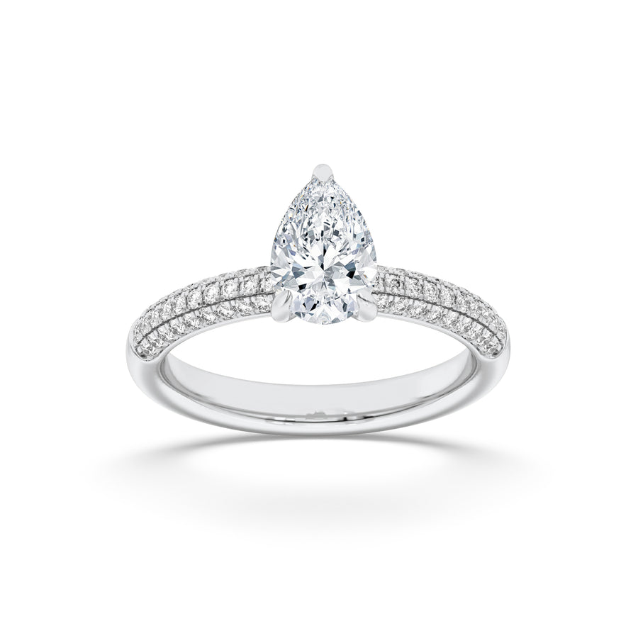 14K White Gold 3ct Lab Diamond Ring, F Color VVS+