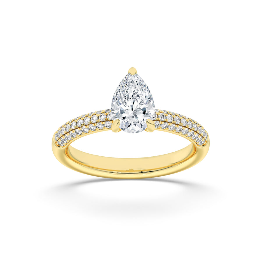 14K Yellow Gold 1.5ct Pear Lab Diamond Ring Sz 7
