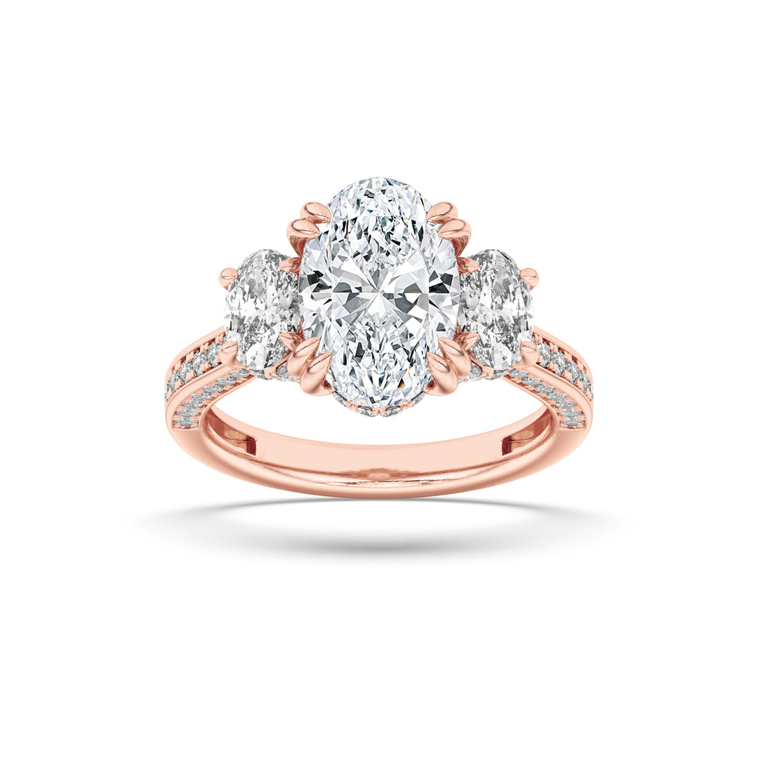 14K Rose Gold 3ctw Oval Lab Diamond Ring Sz 7