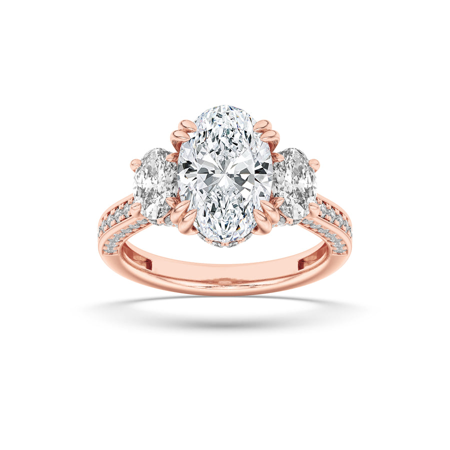 14K Rose Gold 3ctw Oval Lab Diamond Ring Sz 7