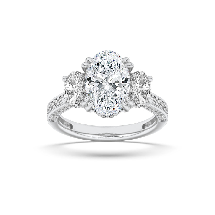 14K White Gold 3ct F+ Lab Diamond Oval Engagement Ring