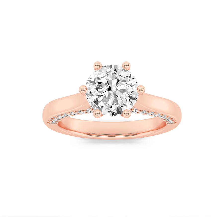 14K Rose Gold 2ctw Lab Diamond Solitaire Ring Sz 7