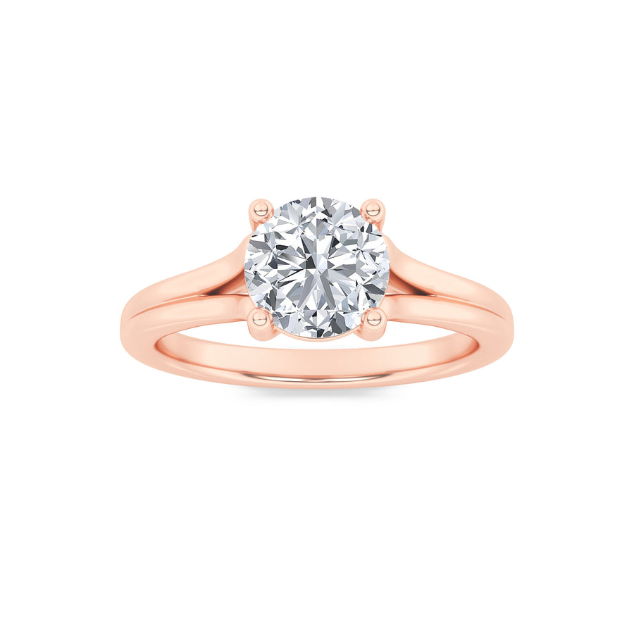 14K Rose Gold 2ct Lab Diamond Ring, Size 7