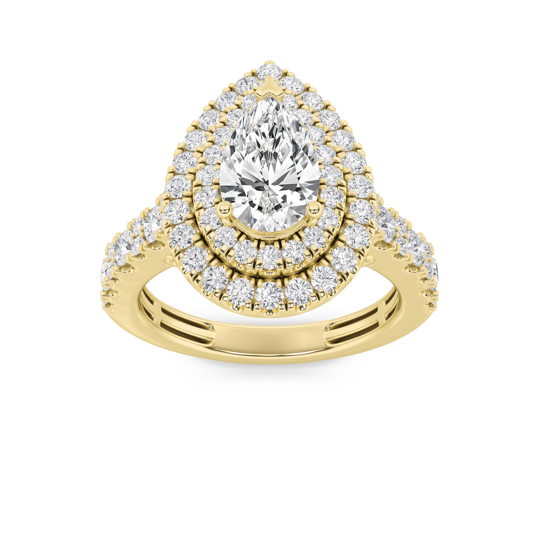 14K Yellow Gold 2ctw Pear Lab Diamond Ring Sz 7