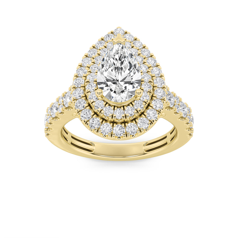 14K Yellow Gold 2ctw Pear Lab Diamond Ring Sz 7