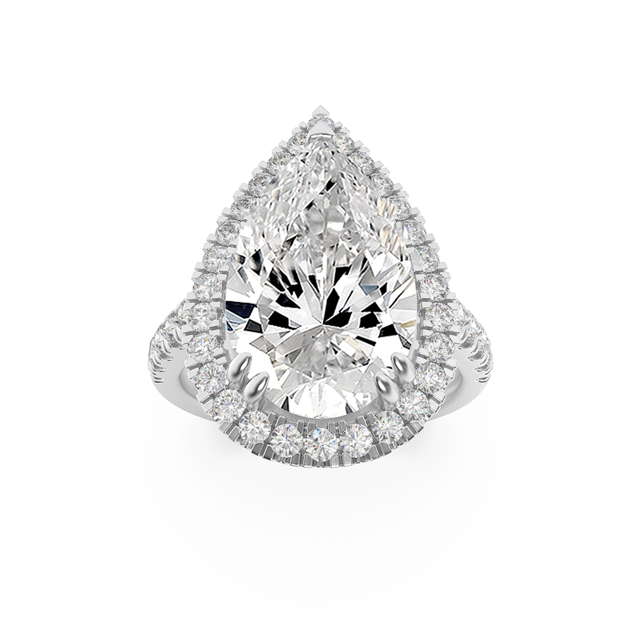 14K White Gold 3ct Lab Diamond Pear Ring Sz 7