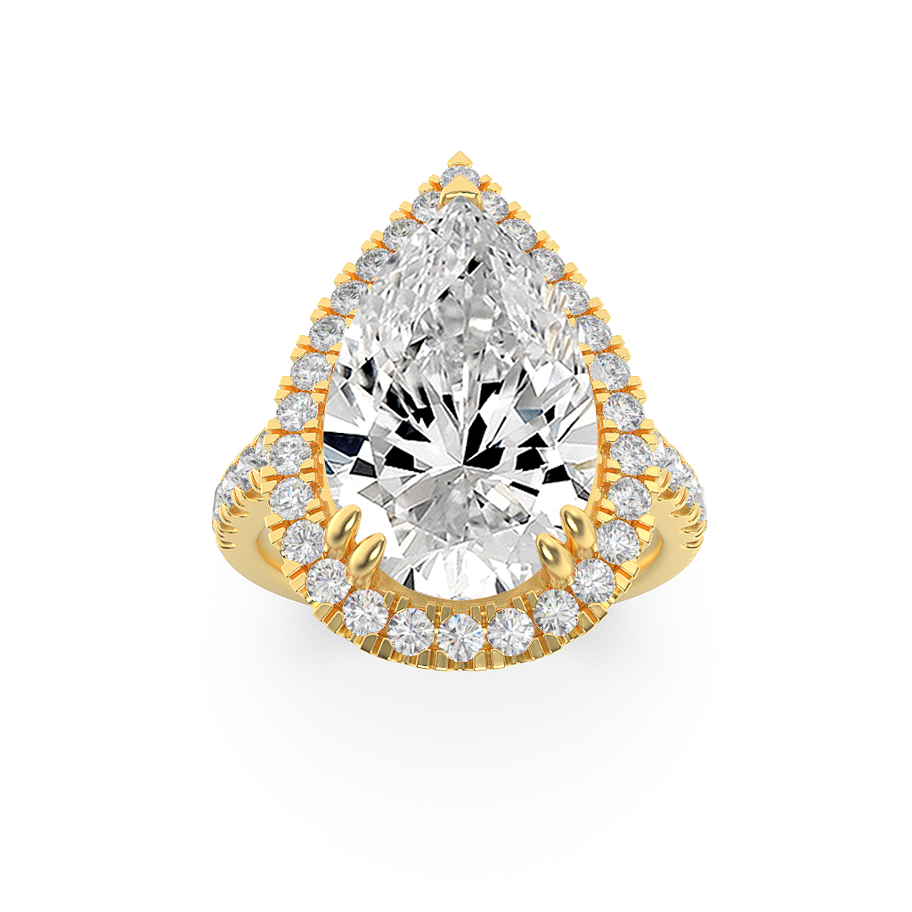 14K Yellow Gold 2.8ct Pear Lab Diamond Ring Sz 7