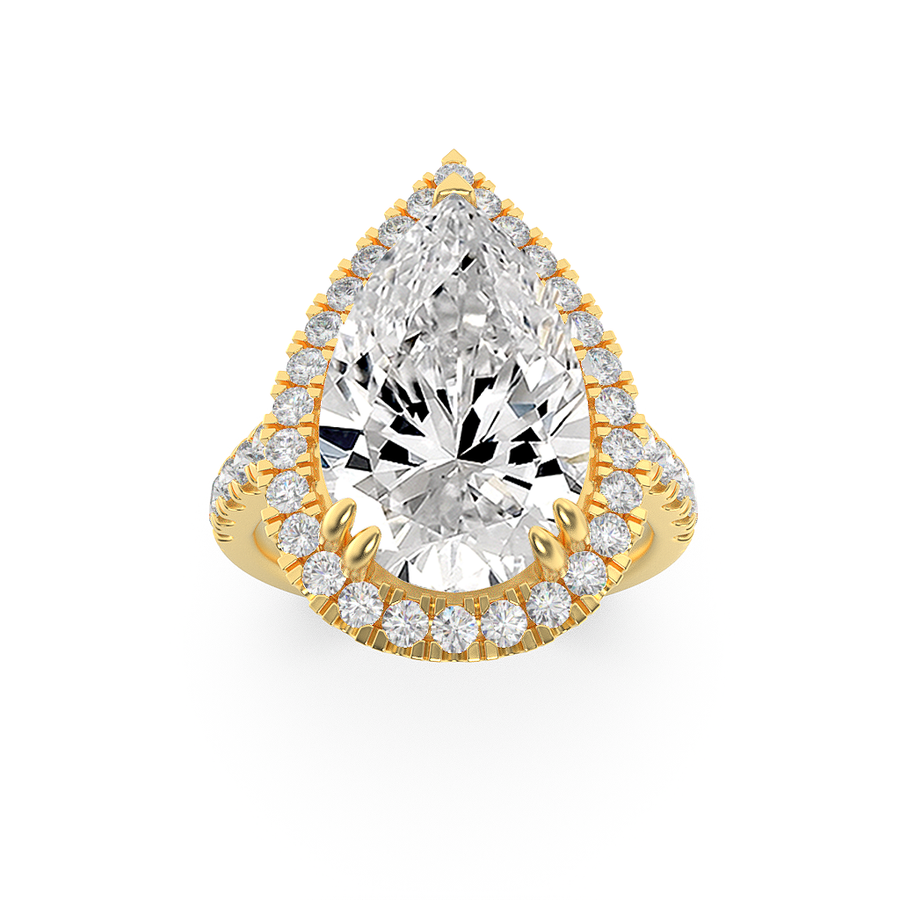 14K Yellow Gold 2.8ct Pear Lab Diamond Ring Sz 7