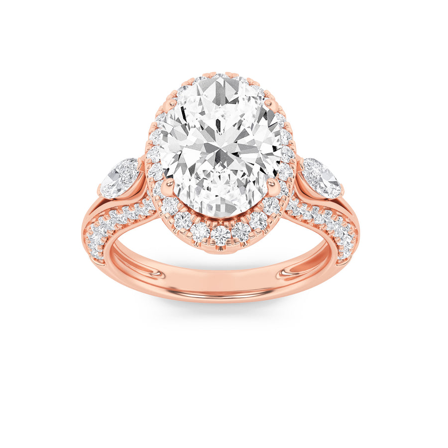 14K Rose Gold 3ctw Oval Lab Diamond Ring Sz 7