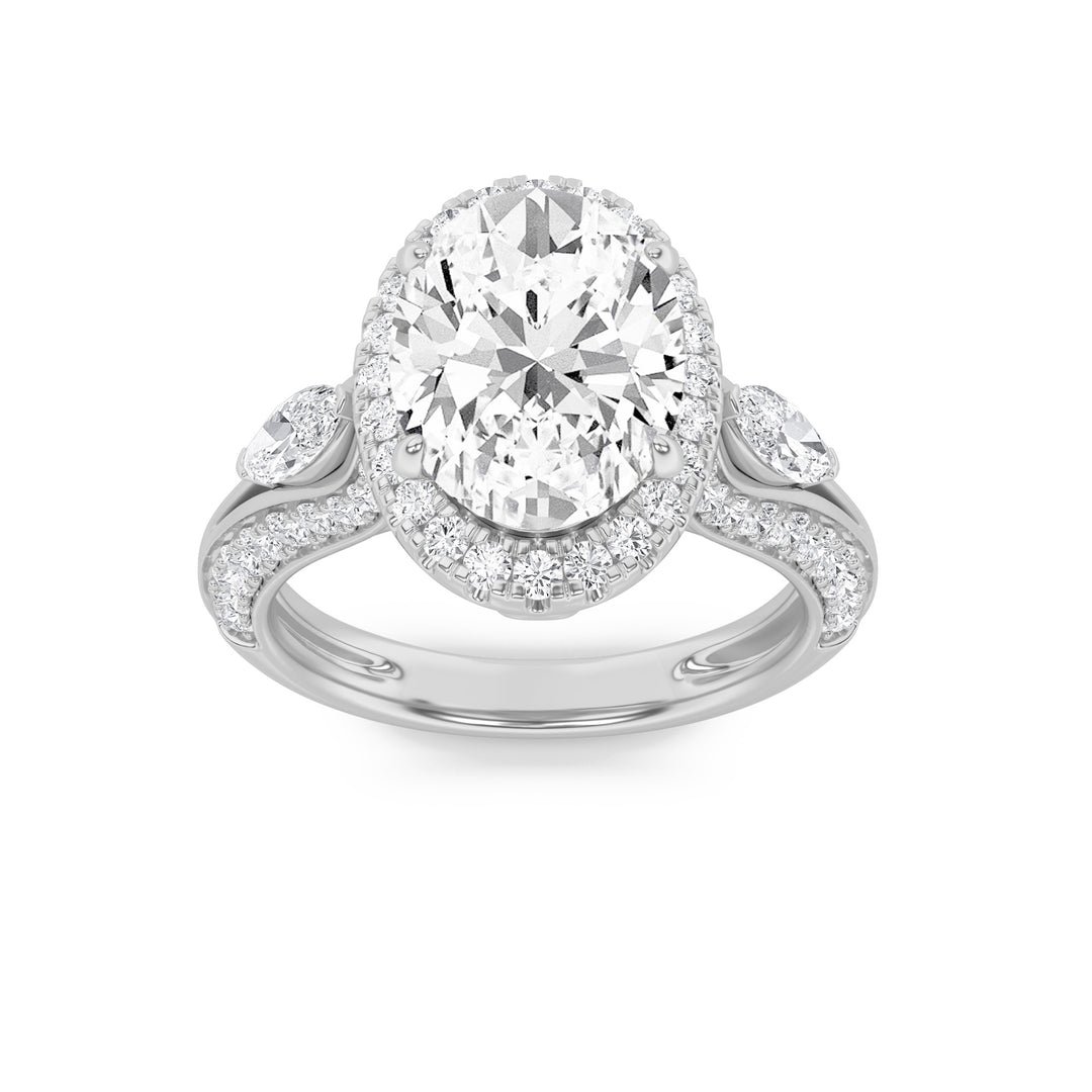 14K White Gold 3ctw Oval Lab Diamond Ring Sz 7