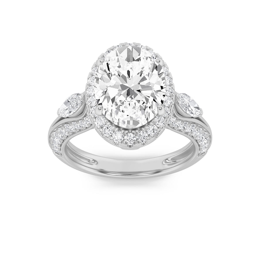 14K White Gold 3ctw Oval Lab Diamond Ring Sz 7