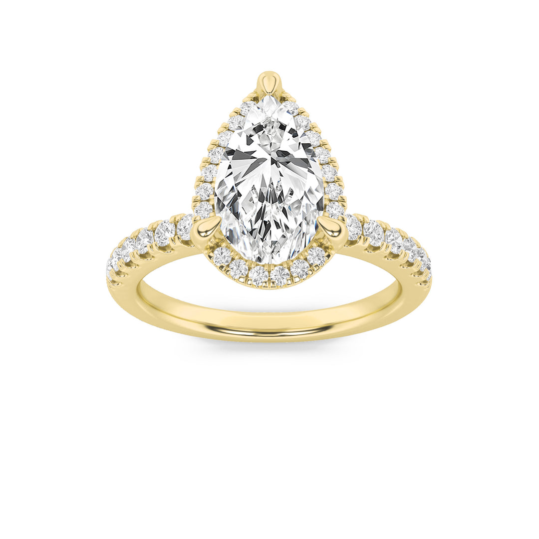 14K Yellow Gold 2ct Lab Diamond Pear Ring Sz 7