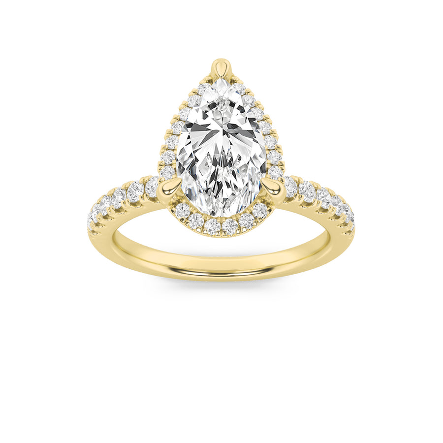 14K Yellow Gold 2ct Lab Diamond Pear Ring Sz 7