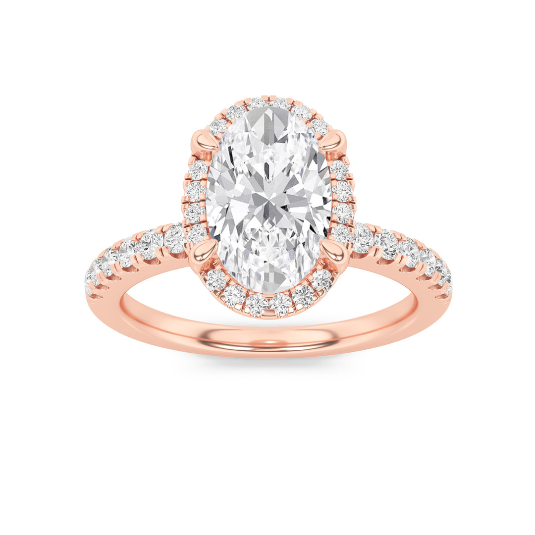 14K Rose Gold 2ctw Oval Lab Diamond Ring Sz 7