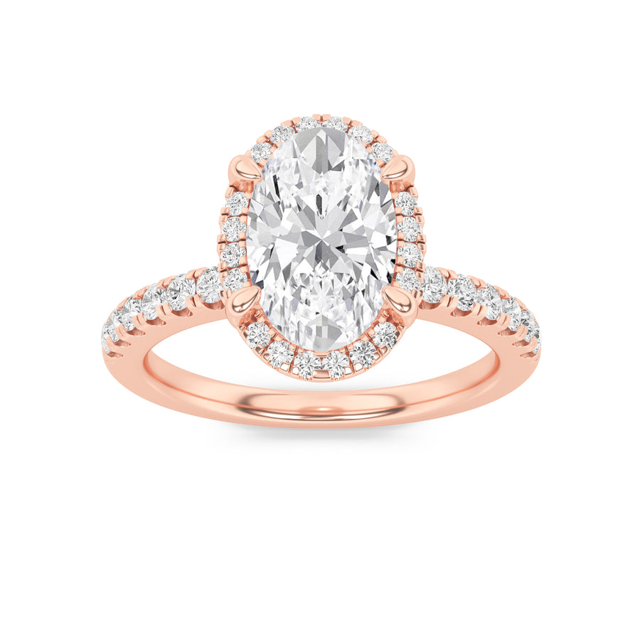 14K Rose Gold 2ctw Oval Lab Diamond Ring Sz 7
