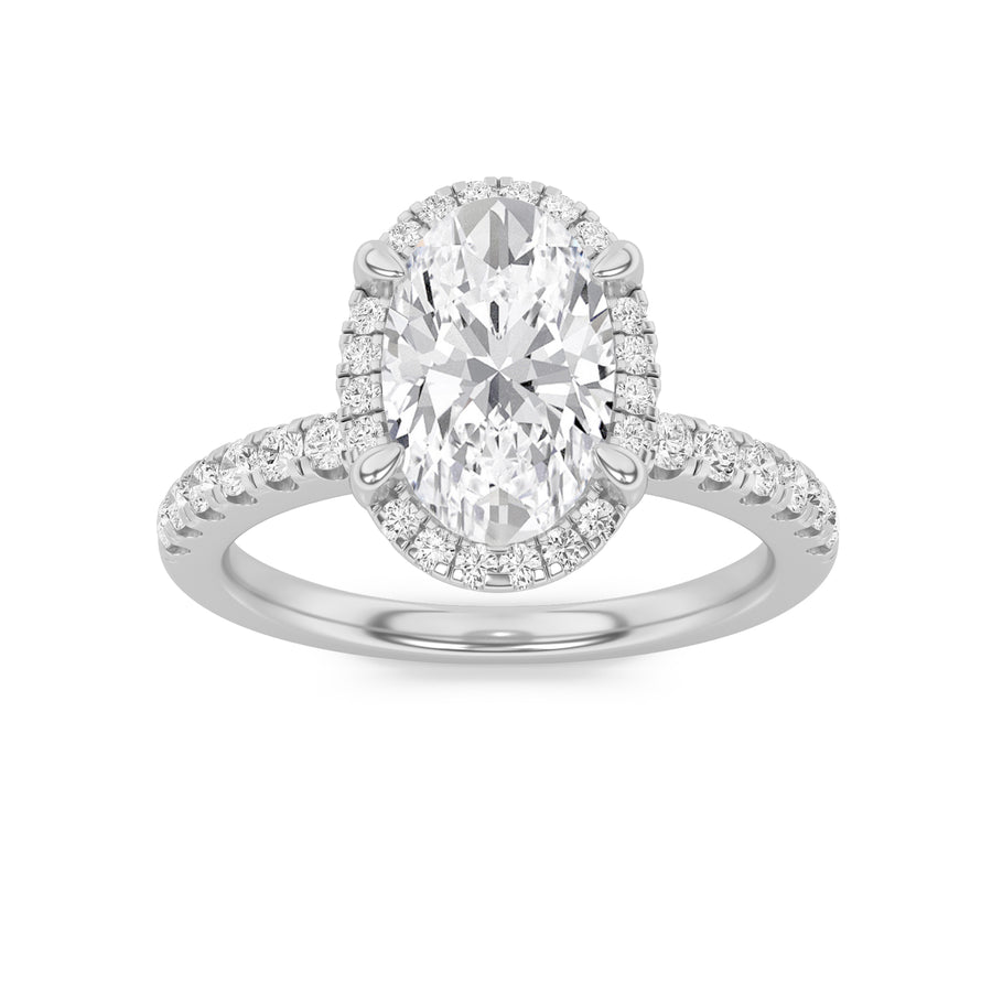 14K White Gold 2.1ctw Oval Lab Diamond Ring Sz 7