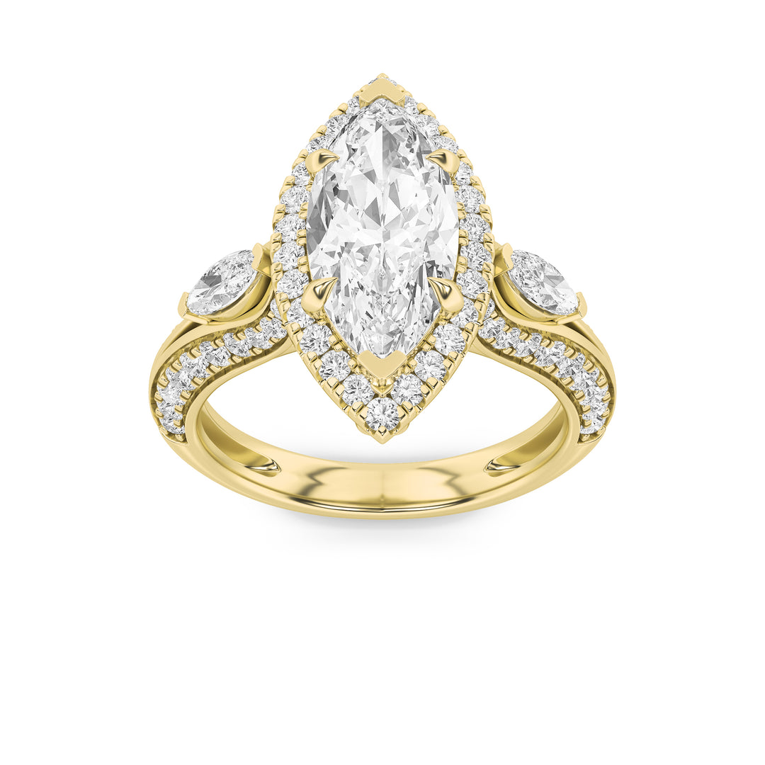14K Yellow Gold 3ctw Marquise Lab Diamond Ring Sz 7