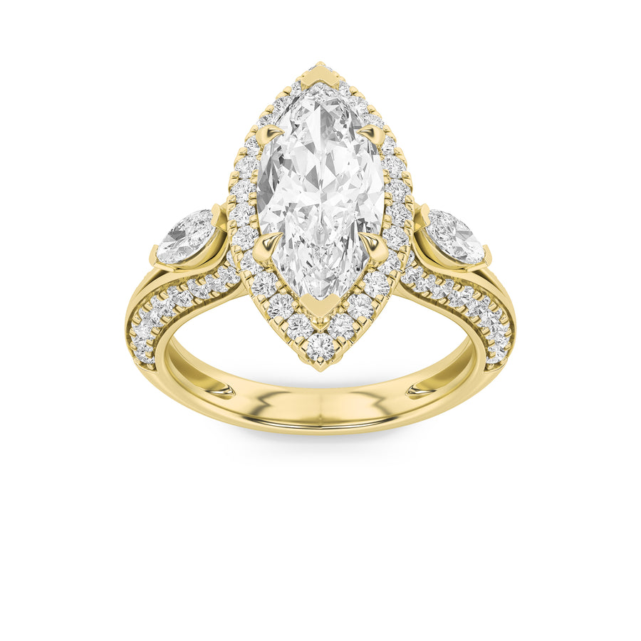 14K Yellow Gold 3ctw Marquise Lab Diamond Ring Sz 7