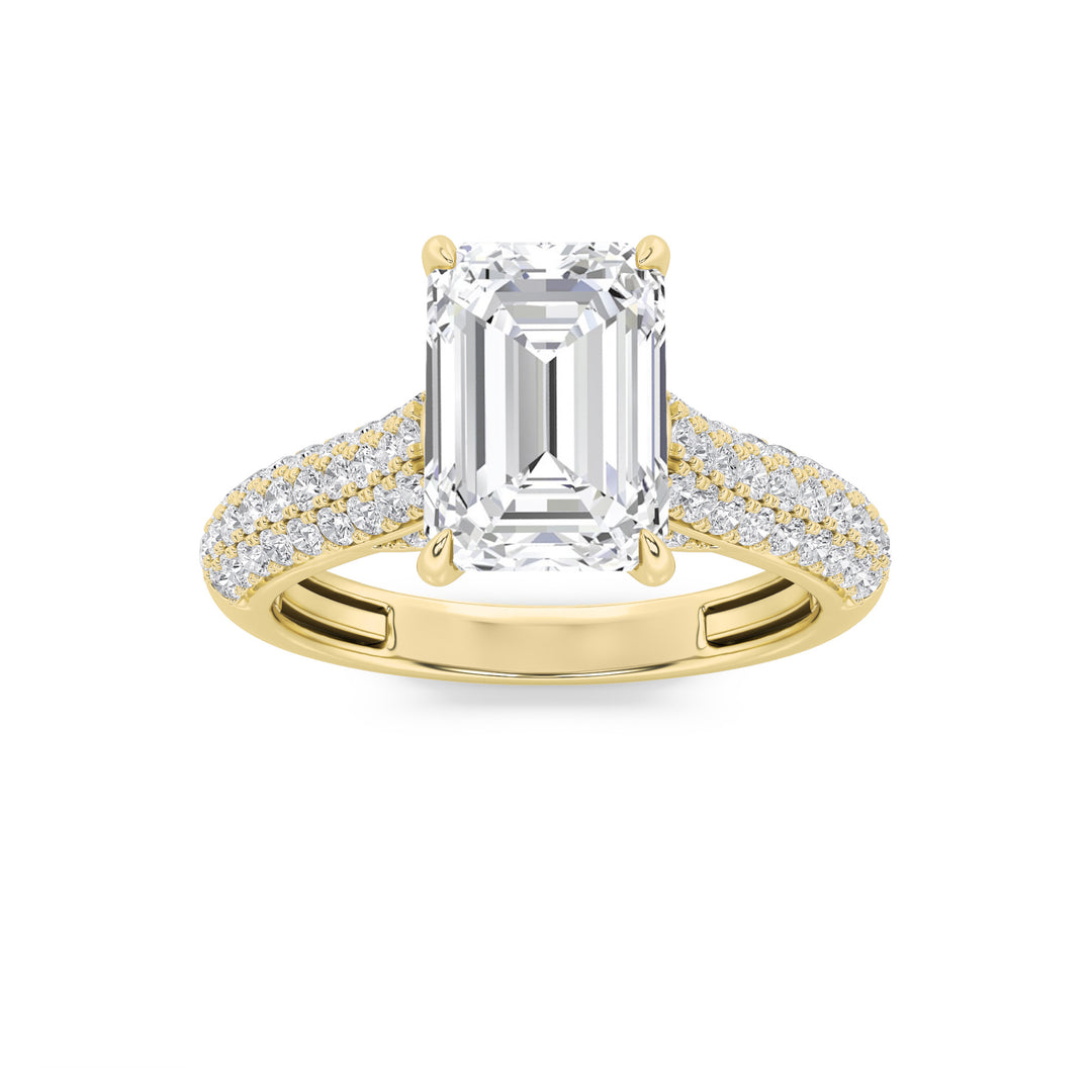 14K Yellow Gold 2.5ctw Emerald Lab Diamond Ring Sz 7