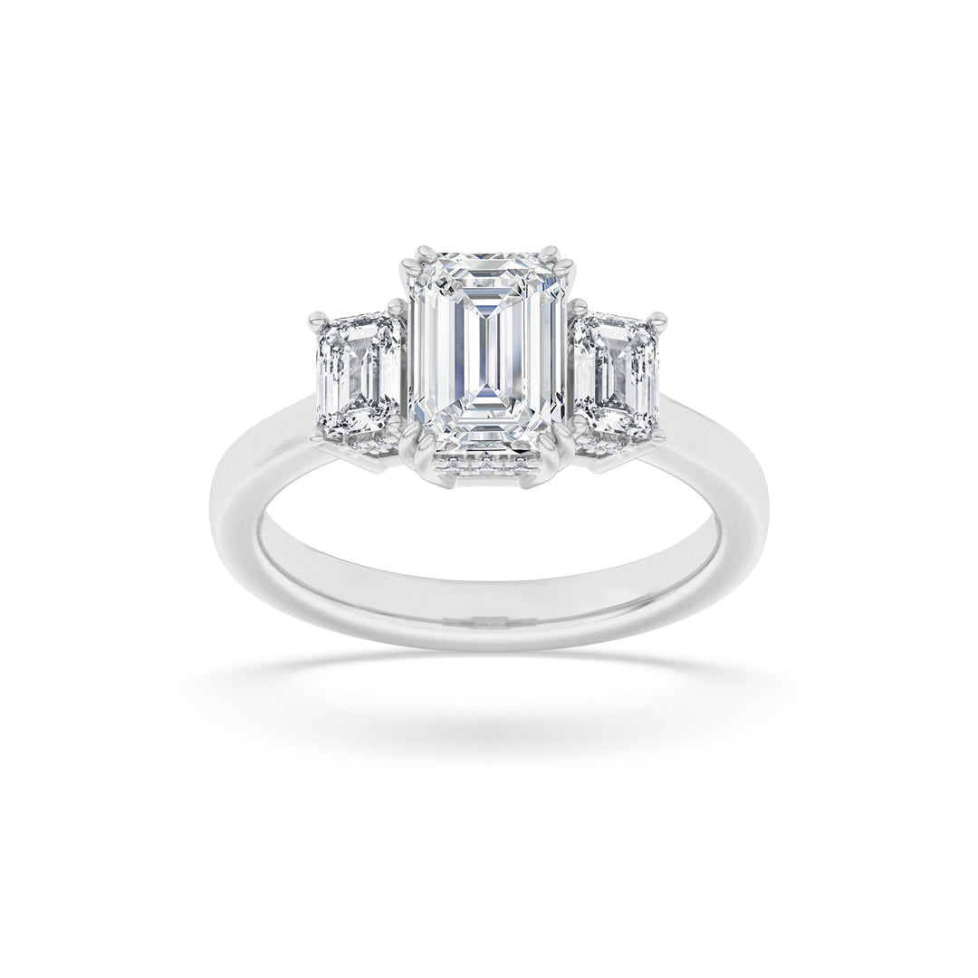 18K White Gold 3ctw Emerald Lab Diamond Ring