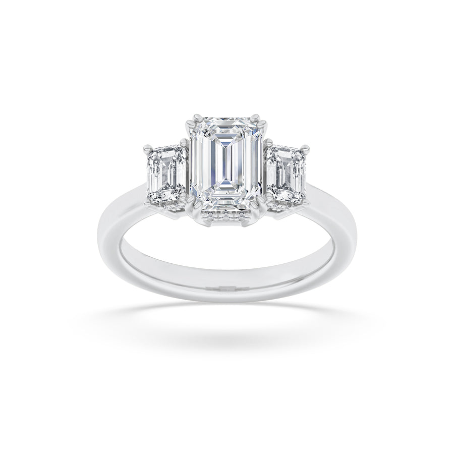 18K White Gold 3ctw Emerald Lab Diamond Ring