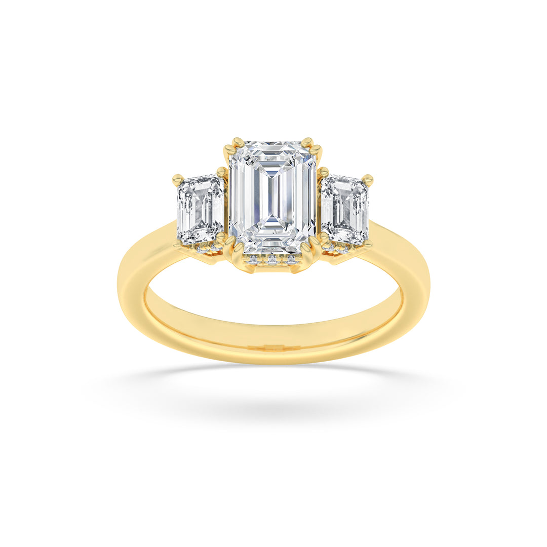 14K Yellow Gold 3ct Lab Diamond Emerald Ring Sz 7