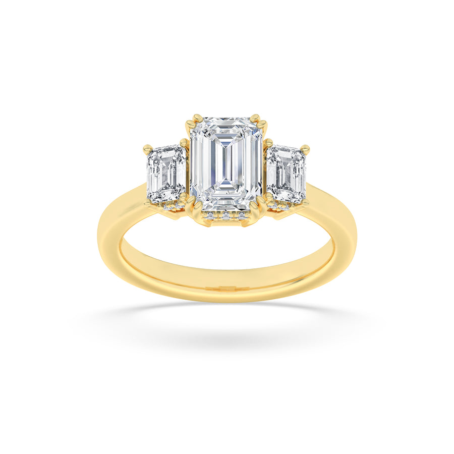 14K Yellow Gold 3ct Lab Diamond Emerald Ring Sz 7