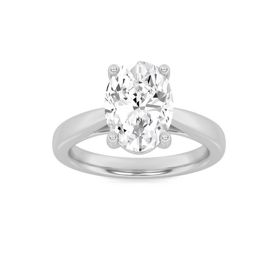 14K White Gold 2ct Lab Diamond Oval Ring