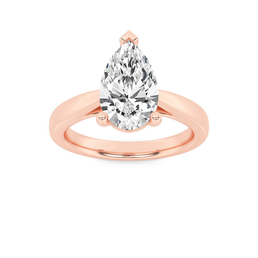 14K Rose Gold 2ct Lab Diamond Ring, Size 7
