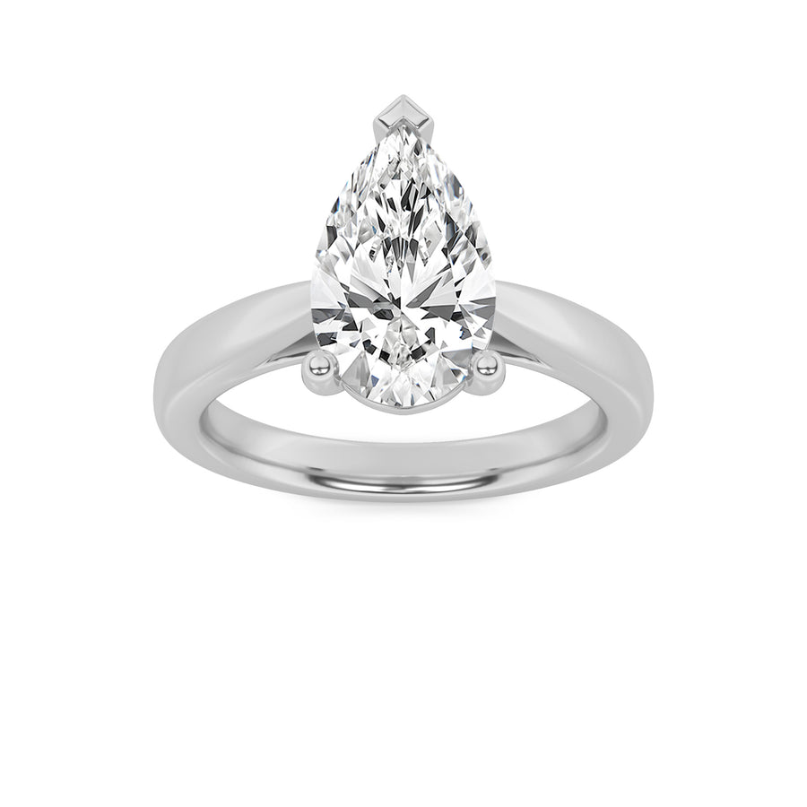 14K White Gold 2ct Lab Diamond Ring, F Color VS+