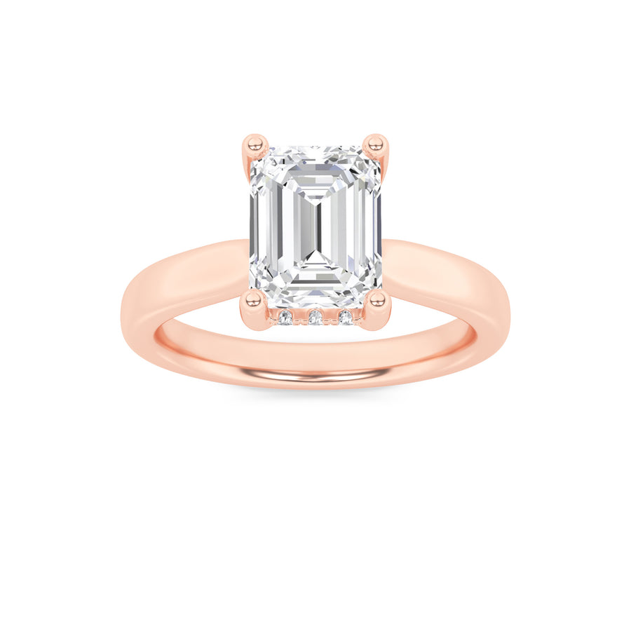 14K Rose Gold 2ct Lab Diamond Emerald Ring Sz 7