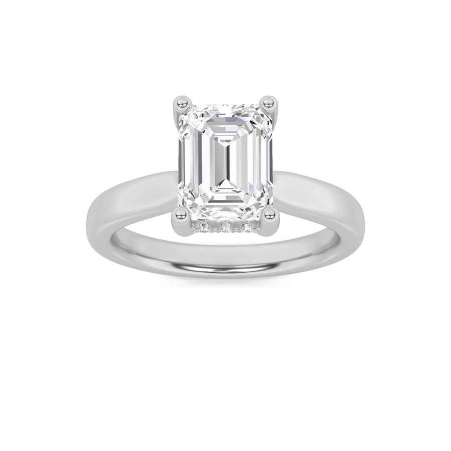 14K White Gold 2ct Lab Diamond Emerald Ring